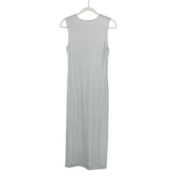 NWT Reformation Maevry Knit Midi Dress in Silver Sparkle Shift Lined Small - Picture 2 of 8